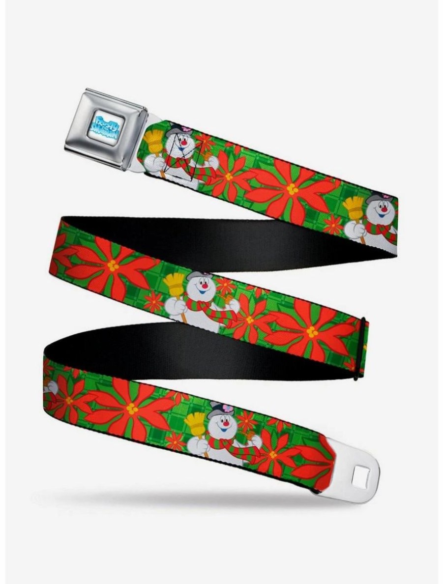 Accessories * | Boxlunch Frosty The Snowman Poinsetta Plaid Youth Seatbelt Belt