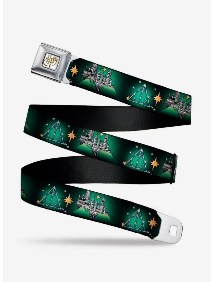 Accessories * | Boxlunch Harry Potter Hogwarts And Deathly Hallows Tattoo Youth Seatbelt Belt