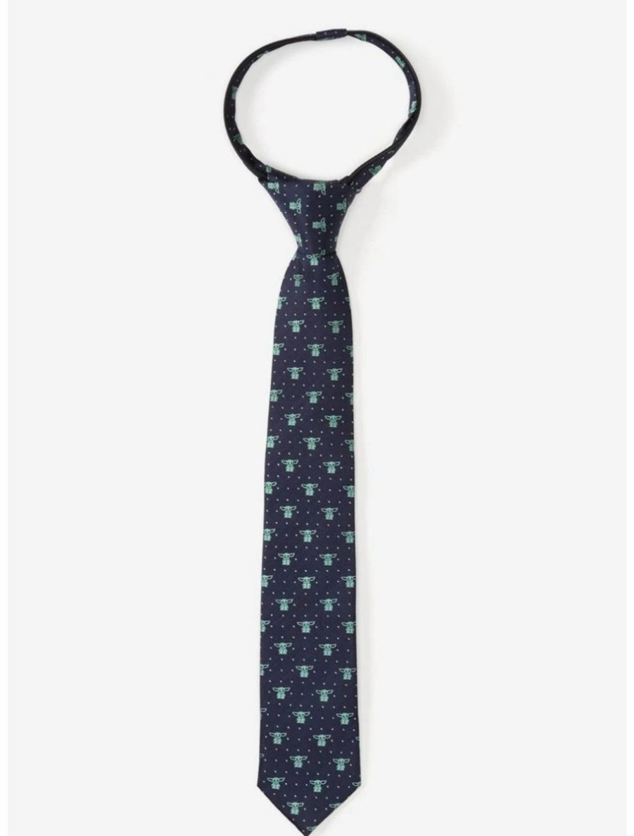 Accessories * | Boxlunch Star Wars The Mandalorian The Child Dotted Navy Youth Zipper Tie