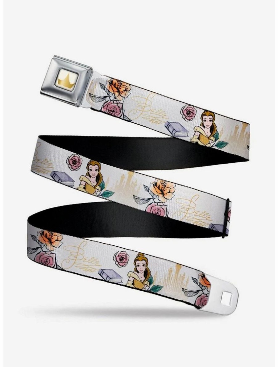 Accessories * | Boxlunch Disney Beauty And The Beast Belle Flowers Youth Seatbelt Belt