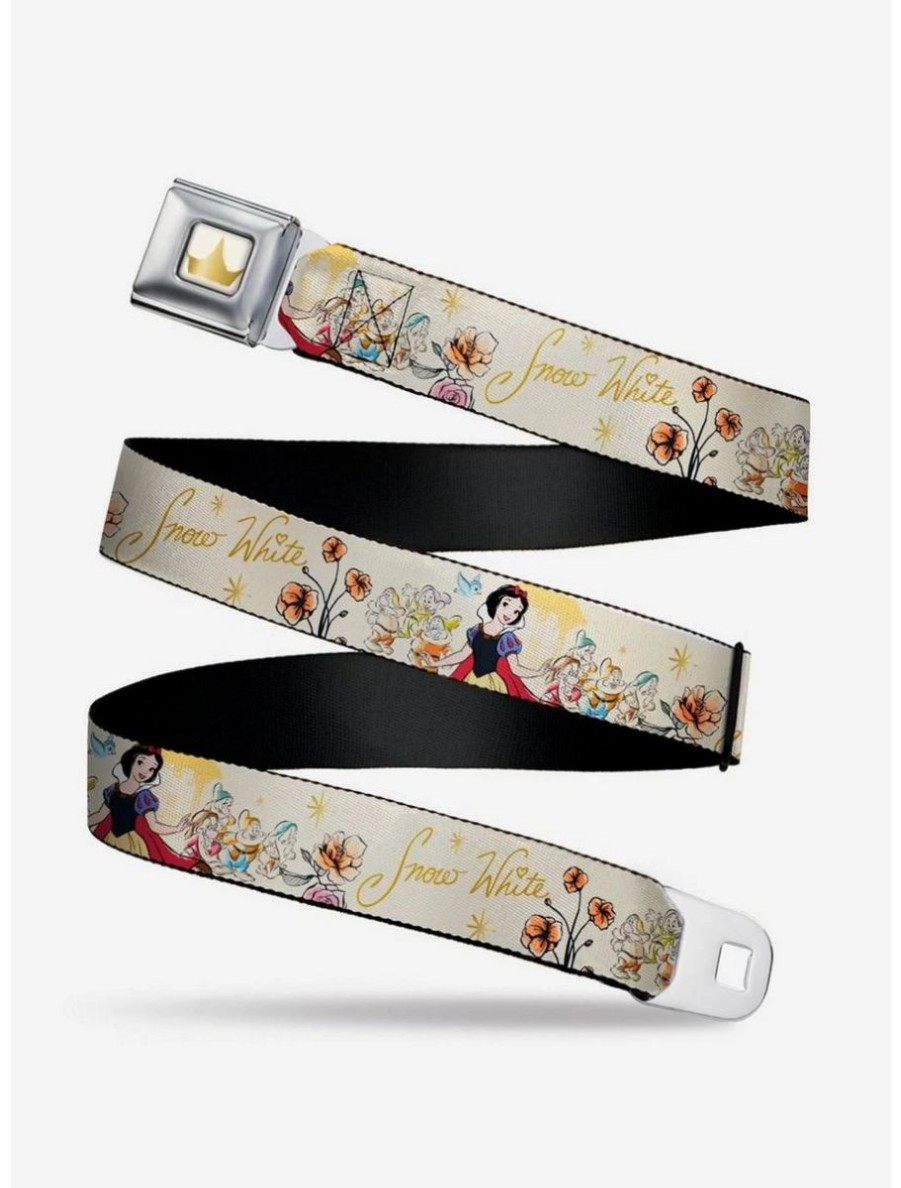 Accessories * | Boxlunch Disney Snow White Flowers Youth Seatbelt Belt